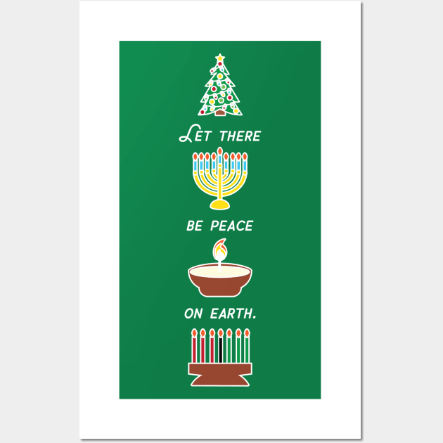 Peace on Earth Multicultural Holiday Diversity Symbols Wall Art by mindeverykind